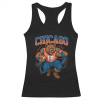Fierce Football Bear Racerback Tank Top Chicago Fan Number 18 Bold Orange Game Day Spirit - Wonder Print Shop