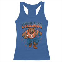 Fierce Football Bear Racerback Tank Top Chicago Fan Number 18 Bold Orange Game Day Spirit - Wonder Print Shop