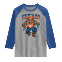 Fierce Football Bear Raglan Shirt Chicago Fan Number 18 Bold Orange Game Day Spirit - Wonder Print Shop