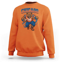 Fierce Football Bear Sweatshirt Chicago Fan Number 18 Bold Orange Game Day Spirit - Wonder Print Shop