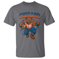 Fierce Football Bear T Shirt Chicago Fan Number 18 Bold Orange Game Day Spirit - Wonder Print Shop