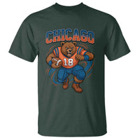 Fierce Football Bear T Shirt Chicago Fan Number 18 Bold Orange Game Day Spirit - Wonder Print Shop