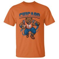 Fierce Football Bear T Shirt Chicago Fan Number 18 Bold Orange Game Day Spirit - Wonder Print Shop