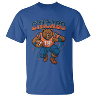 Fierce Football Bear T Shirt Chicago Fan Number 18 Bold Orange Game Day Spirit - Wonder Print Shop
