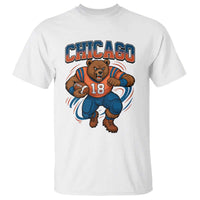 Fierce Football Bear T Shirt Chicago Fan Number 18 Bold Orange Game Day Spirit - Wonder Print Shop