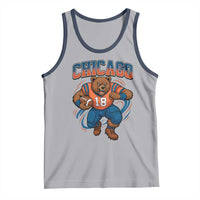 Fierce Football Bear Tank Top Chicago Fan Number 18 Bold Orange Game Day Spirit - Wonder Print Shop