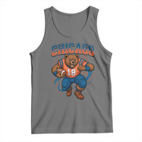 Fierce Football Bear Tank Top Chicago Fan Number 18 Bold Orange Game Day Spirit - Wonder Print Shop