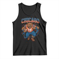 Fierce Football Bear Tank Top Chicago Fan Number 18 Bold Orange Game Day Spirit - Wonder Print Shop
