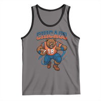 Fierce Football Bear Tank Top Chicago Fan Number 18 Bold Orange Game Day Spirit - Wonder Print Shop