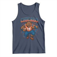 Fierce Football Bear Tank Top Chicago Fan Number 18 Bold Orange Game Day Spirit - Wonder Print Shop