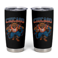 Fierce Football Bear Tumbler Cup Chicago Fan Number 18 Bold Orange Game Day Spirit - Wonder Print Shop