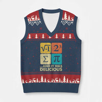Funny Number Pi V-Neck Knit Sweater Vest I Ate Some Pie and It Was Delicious Funny PI Day Math Pun - Wonder Print Shop