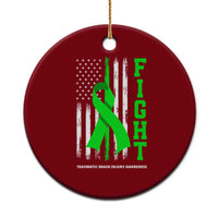 Traumatic Brain Injury Awareness Ceramic Ornament Fight TBI American US Flag - Wonder Print Shop
