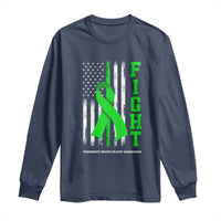 Traumatic Brain Injury Awareness Long Sleeve Shirt Fight TBI American US Flag