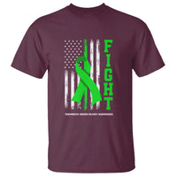 Traumatic Brain Injury Awareness T Shirt Fight TBI American US Flag
