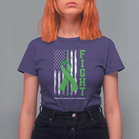 Traumatic Brain Injury Awareness T Shirt For Women Fight TBI American US Flag