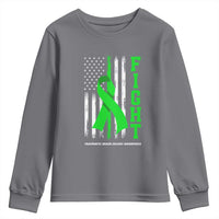 Traumatic Brain Injury Awareness Youth Sweatshirt Fight TBI American US Flag