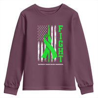Traumatic Brain Injury Awareness Youth Sweatshirt Fight TBI American US Flag