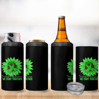 Traumatic Brain Injury Awareness 4 in 1 Can Cooler Tumbler TBI We Fight Together Green Sunflower