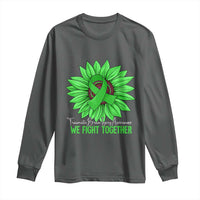Traumatic Brain Injury Awareness Long Sleeve Shirt TBI We Fight Together Green Sunflower