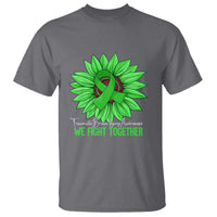 Traumatic Brain Injury Awareness T Shirt TBI We Fight Together Green Sunflower