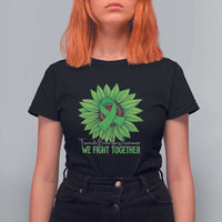 Traumatic Brain Injury Awareness T Shirt For Women TBI We Fight Together Green Sunflower