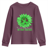 Traumatic Brain Injury Awareness Youth Sweatshirt TBI We Fight Together Green Sunflower