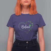 Traumatic Brain Injury Awareness T Shirt For Women TBI Believe Butterflies