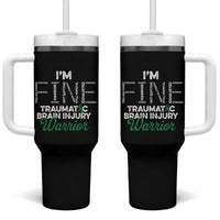 Traumatic Brain Injury Awareness Tumbler With Handle TBI Warrior I'm Fine