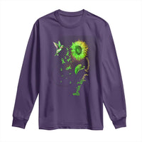 Traumatic Brain Injury Awareness Long Sleeve Shirt Sunflower Hummingbird