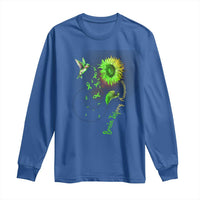 Traumatic Brain Injury Awareness Long Sleeve Shirt Sunflower Hummingbird
