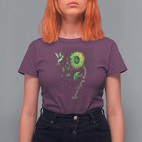 Traumatic Brain Injury Awareness T Shirt For Women Sunflower Hummingbird