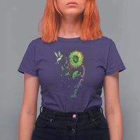 Traumatic Brain Injury Awareness T Shirt For Women Sunflower Hummingbird