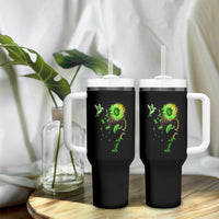 Traumatic Brain Injury Awareness Tumbler With Handle Sunflower Hummingbird