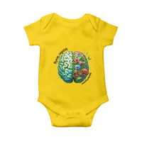 Traumatic Brain Injury Awareness Baby Onesie TBI Warrior Green Floral Brain