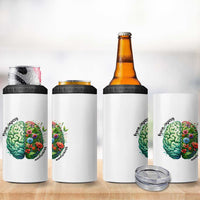 Traumatic Brain Injury Awareness 4 in 1 Can Cooler Tumbler TBI Warrior Green Floral Brain