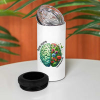 Traumatic Brain Injury Awareness 4 in 1 Can Cooler Tumbler TBI Warrior Green Floral Brain