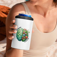 Traumatic Brain Injury Awareness 4 in 1 Can Cooler Tumbler TBI Warrior Green Floral Brain