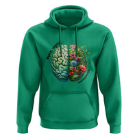 Traumatic Brain Injury Awareness Hoodie TBI Warrior Green Floral Brain