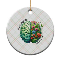 Traumatic Brain Injury Awareness Ceramic Ornament TBI Warrior Green Floral Brain - Wonder Print Shop