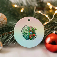 Traumatic Brain Injury Awareness Ceramic Ornament TBI Warrior Green Floral Brain - Wonder Print Shop