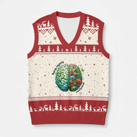 Traumatic Brain Injury Awareness V-Neck Knit Sweater Vest TBI Warrior Green Floral Brain - Wonder Print Shop