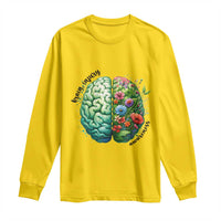 Traumatic Brain Injury Awareness Long Sleeve Shirt TBI Warrior Green Floral Brain