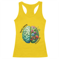 Traumatic Brain Injury Awareness Racerback Tank Top TBI Warrior Green Floral Brain