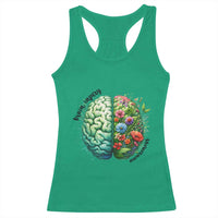 Traumatic Brain Injury Awareness Racerback Tank Top TBI Warrior Green Floral Brain