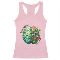 Traumatic Brain Injury Awareness Racerback Tank Top TBI Warrior Green Floral Brain