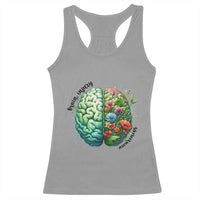 Traumatic Brain Injury Awareness Racerback Tank Top TBI Warrior Green Floral Brain