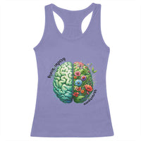Traumatic Brain Injury Awareness Racerback Tank Top TBI Warrior Green Floral Brain
