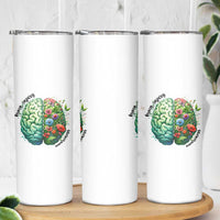 Traumatic Brain Injury Awareness Skinny Tumbler TBI Warrior Green Floral Brain