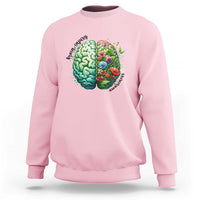 Traumatic Brain Injury Awareness Sweatshirt TBI Warrior Green Floral Brain